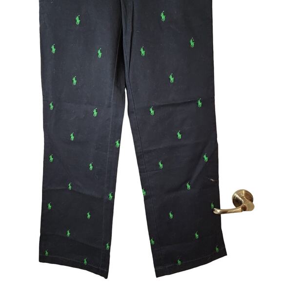 VTG Ralph Lauren Pants All Over Pony Womens sz 2 Navy Y2K Preppy Unique Rare - Picture 1 of 11